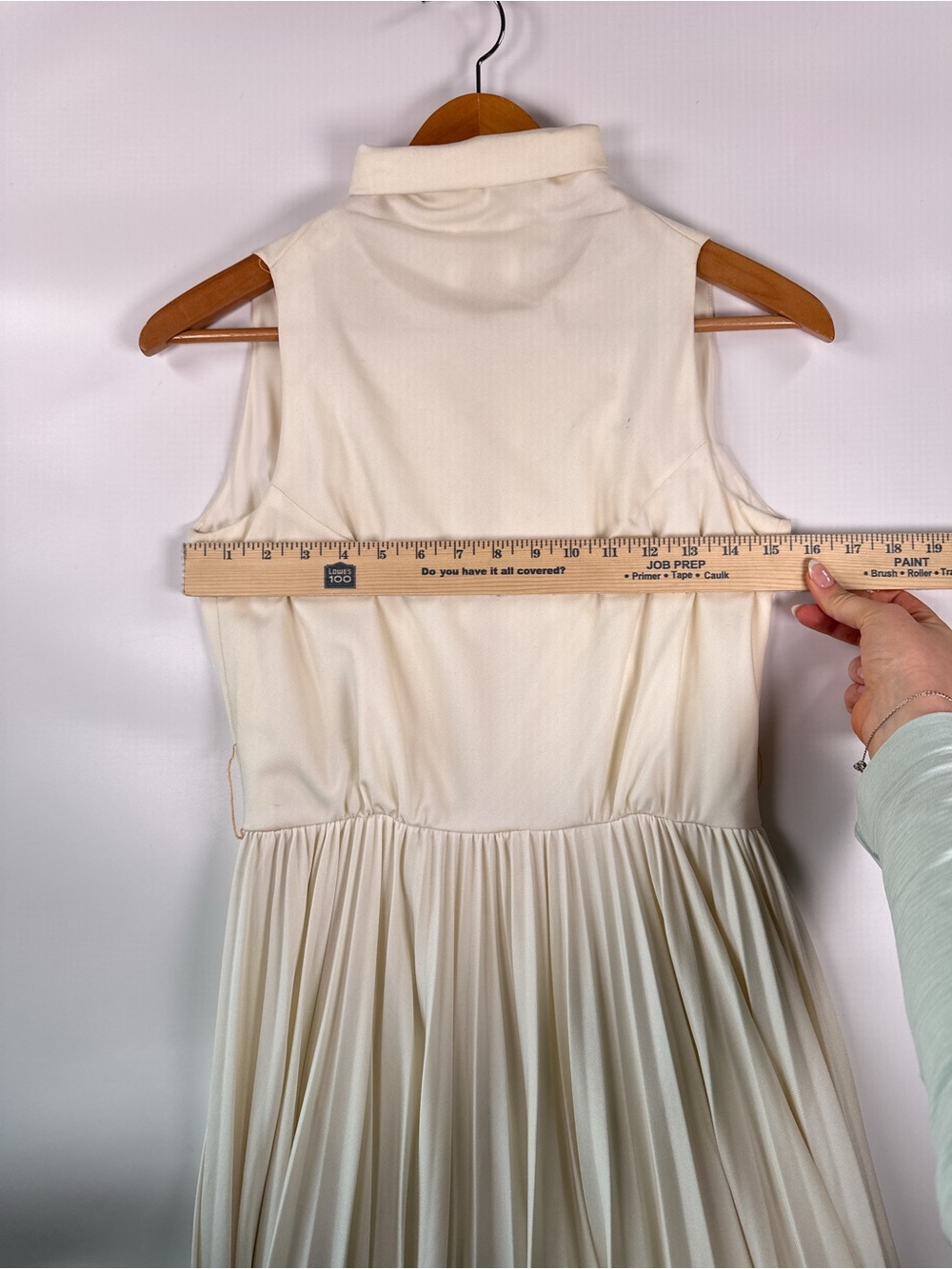 Mollie Parnis Neusteters Pleated Mock Neck Maxi Dress Cream Size 4 - Picture 14 of 16
